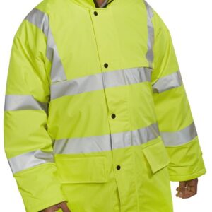 B-SEEN Carnoustie Jacket Hi Vis Waterproof Breathable Hood Interactive Safety